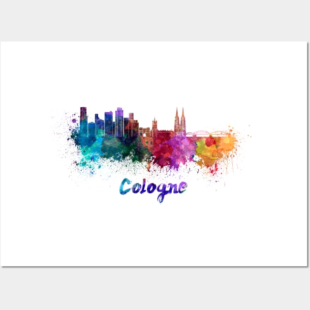 Cologne skyline in watercolor Wall Art by PaulrommerArt